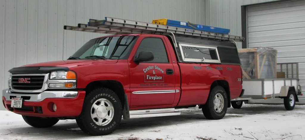 Center Stove & Fireplace service truck on a southwest Wisconsin job